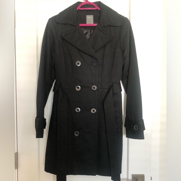 Black long jacket for women - size small - length  88 cm -like new - Picture 4 of 6